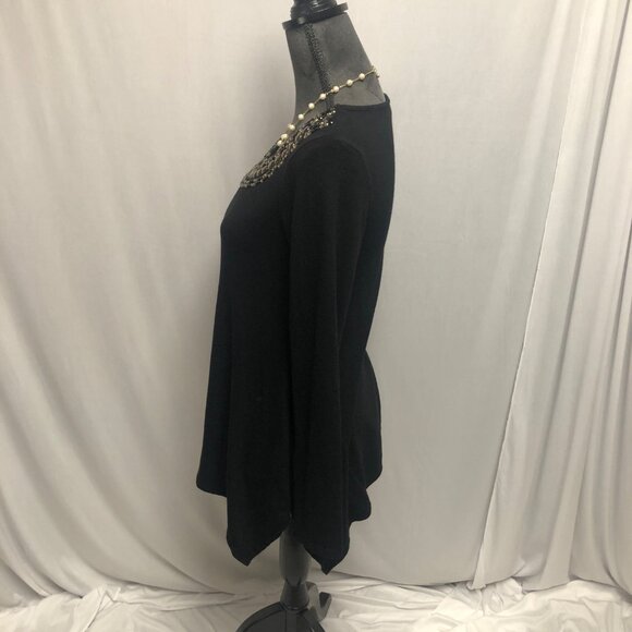 Casting Top Womens Size Small Bedazzled Black Knit Concave Hem Tunic Party NEW - Picture 4 of 7